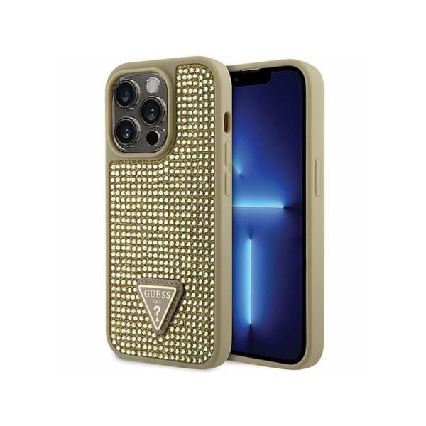Guess Rhinestone Triangle - iPhone 14 Pro etui (guld)