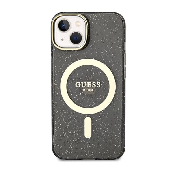 Guess Glitter Gold MagSafe - iPhone 14 Plus etui (sort)