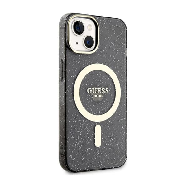 Guess Glitter Gold MagSafe - iPhone 14 Plus etui (sort)