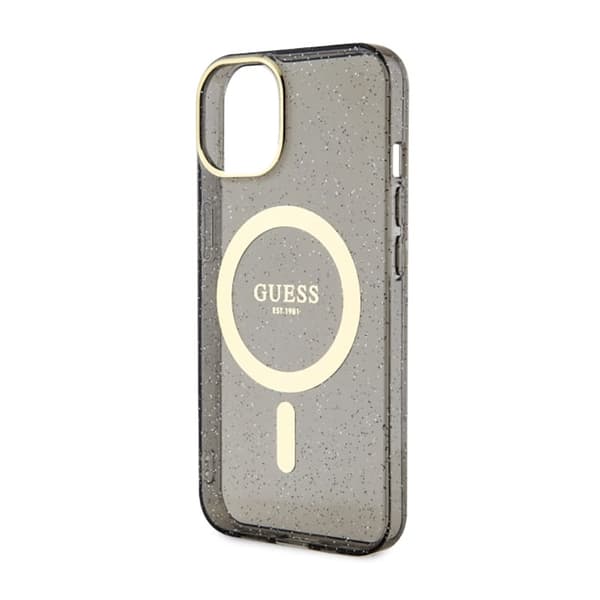 Guess Glitter Gold MagSafe - iPhone 14 Plus etui (sort)