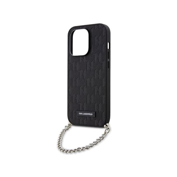 Karl Lagerfeld Saffiano Monogram Chain - iPhone 14 Pro Max -kotelo (musta)