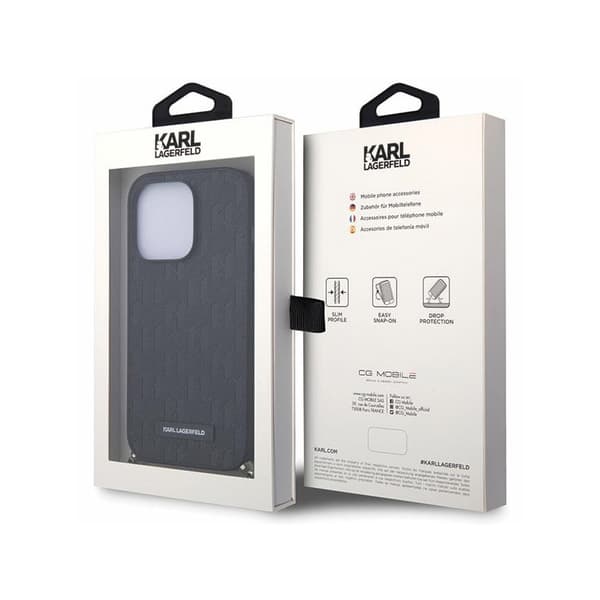 Karl Lagerfeld Saffiano Monogram Chain - iPhone 14 Pro Max -kotelo (musta)