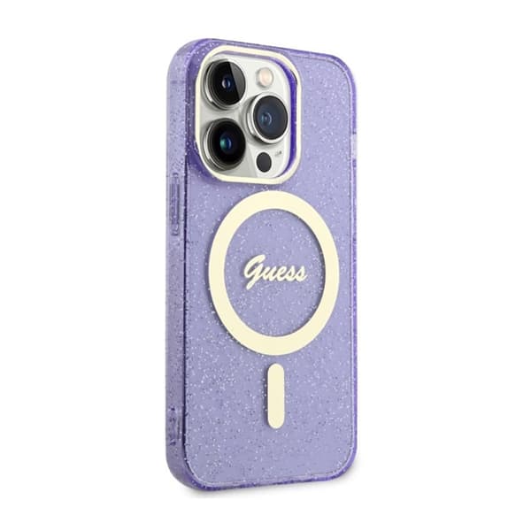 Guess Glitter Gold MagSafe - iPhone 14 Pro-cover (lilla)