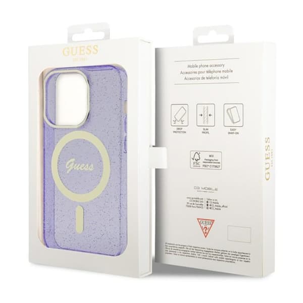 Guess Glitter Gold MagSafe - iPhone 14 Pro-cover (lilla)