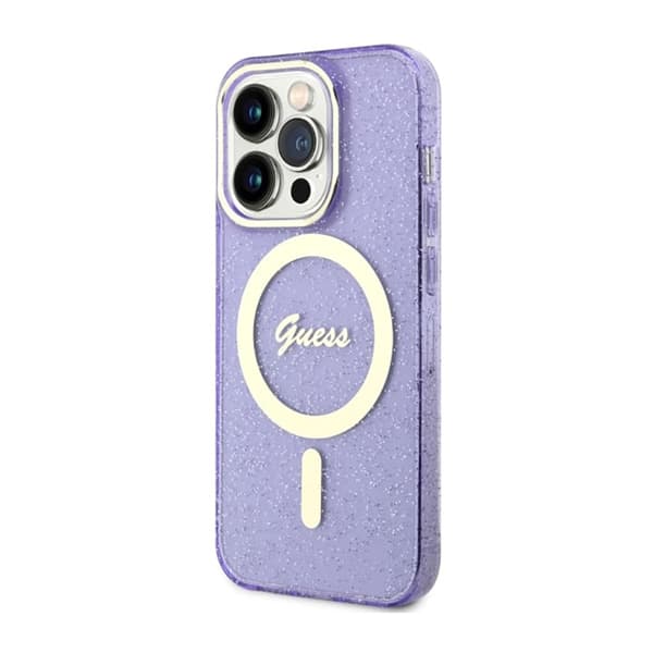 Guess Glitter Gold MagSafe - iPhone 14 Pro-cover (lilla)