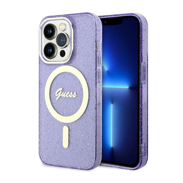 Guess Glitter Gold MagSafe - iPhone 14 Pro-cover (lilla)
