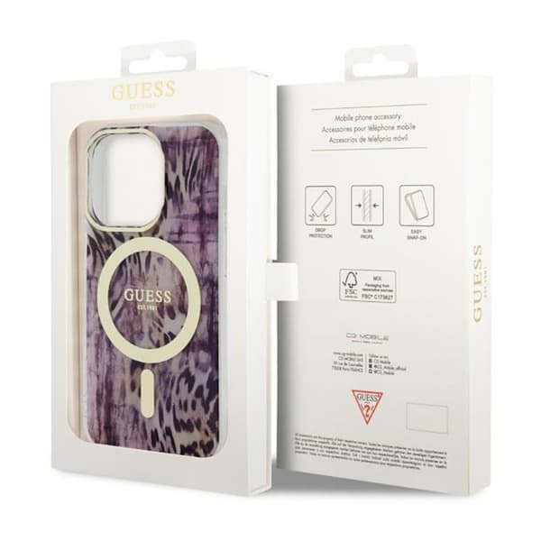 Guess Leopard MagSafe - iPhone 14 Pro-cover (Pink)