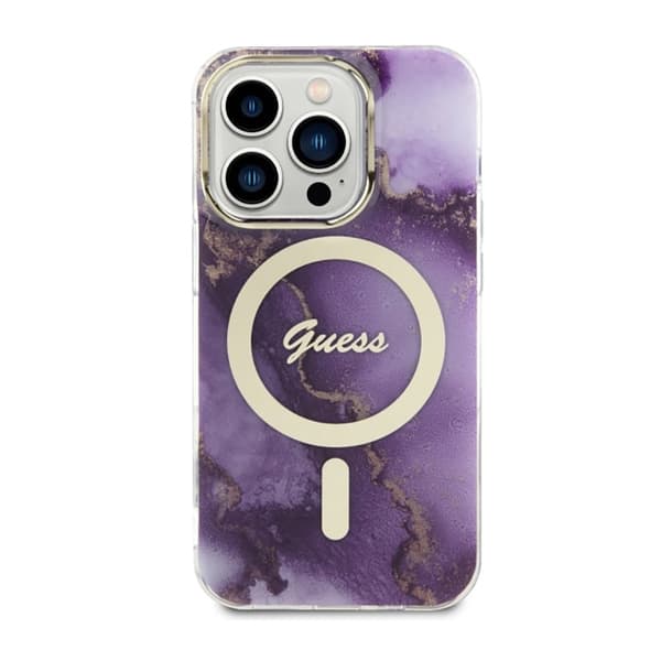 Guess Golden Marble MagSafe - iPhone 14 Pro-cover (lilla)