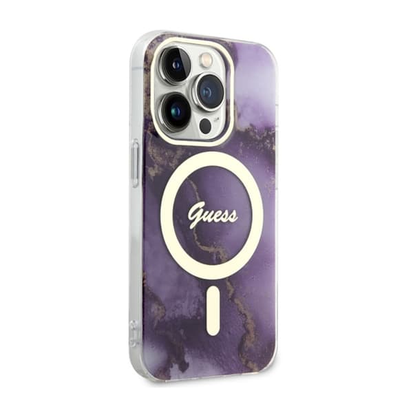 Guess Golden Marble MagSafe - iPhone 14 Pro-cover (lilla)