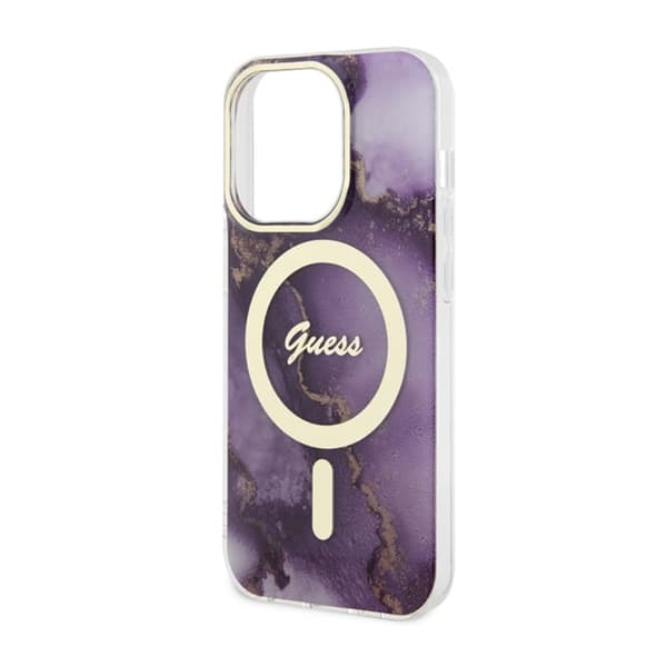 Guess Golden Marble MagSafe - iPhone 14 Pro-cover (lilla)
