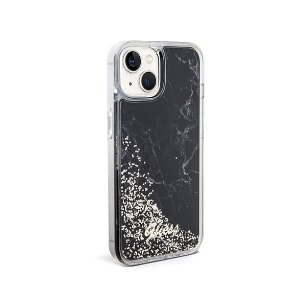 Guess Liquid Glitter Marble - iPhone 14-fodral (svart)