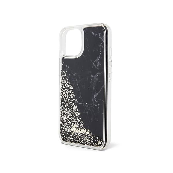 Guess Liquid Glitter Marble - iPhone 14-fodral (svart)