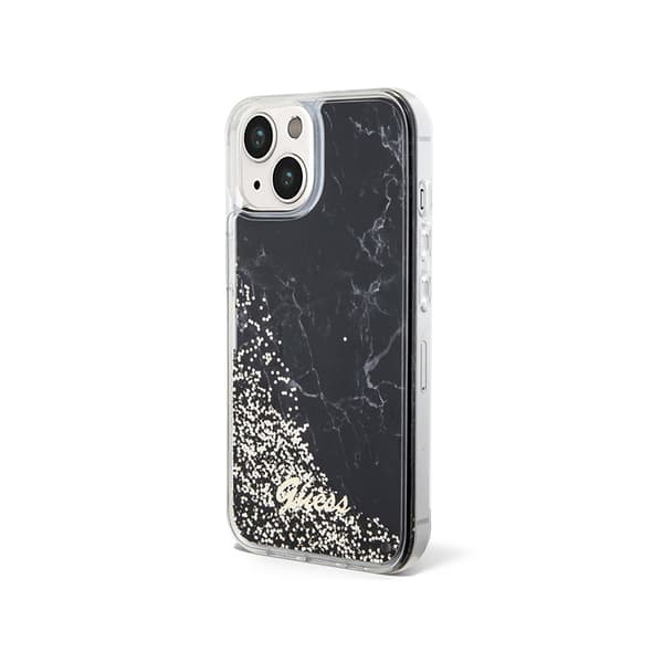 Guess Liquid Glitter Marble - iPhone 14-fodral (svart)