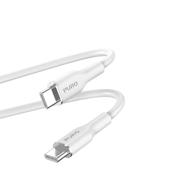 PURO ICON mjuk kabel – USB-C till USB-C-kabel 1,5 m (vit)