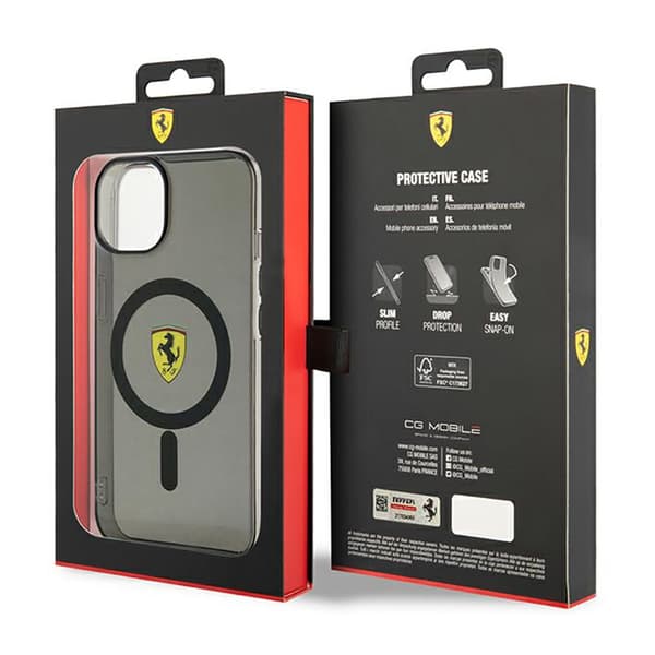 Ferrari Translucent MagSafe - iPhone 14 cover (sort)