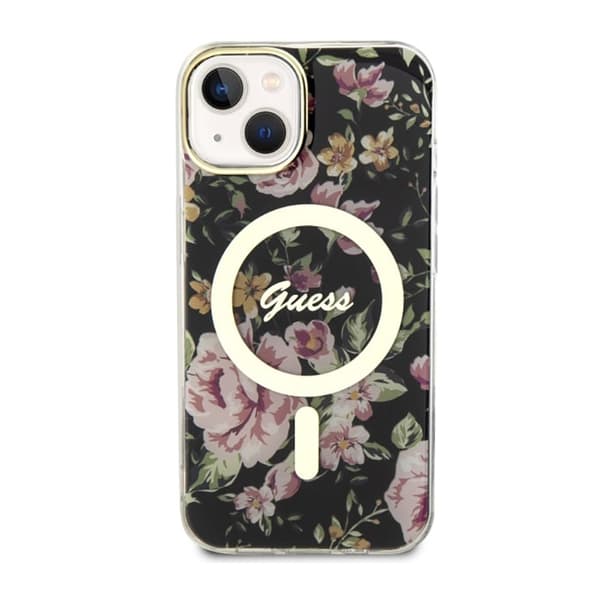Guess Flower MagSafe - iPhone 14 etui (sort)