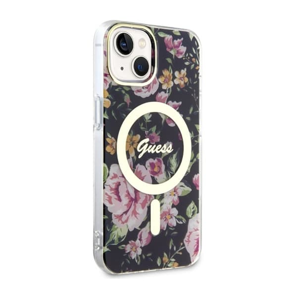 Guess Flower MagSafe - iPhone 14 etui (sort)