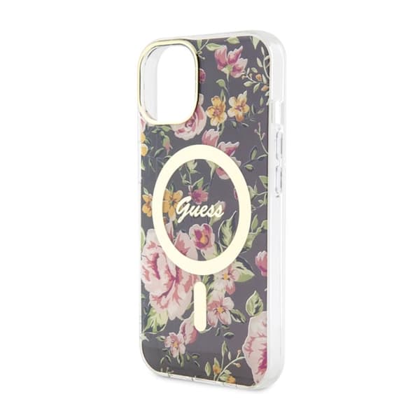 Guess Flower MagSafe - iPhone 14 etui (sort)