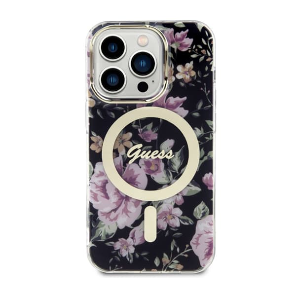 Guess Flower MagSafe - iPhone 14 Pro-etui (sort)