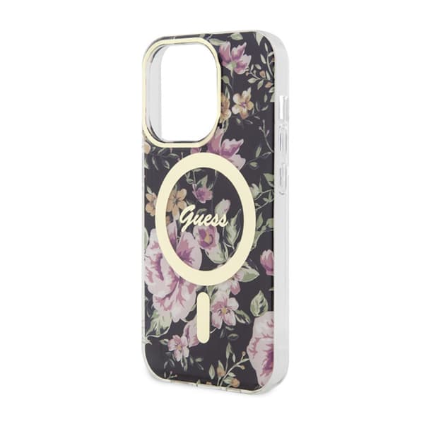 Guess Flower MagSafe - iPhone 14 Pro-etui (sort)