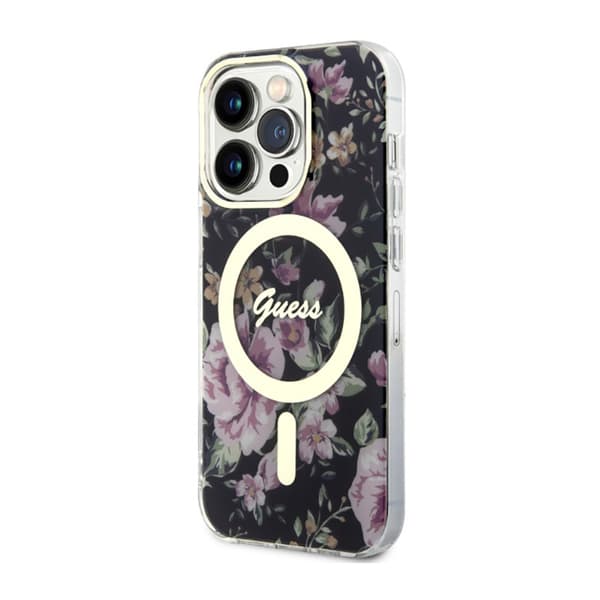 Guess Flower MagSafe - iPhone 14 Pro-etui (sort)