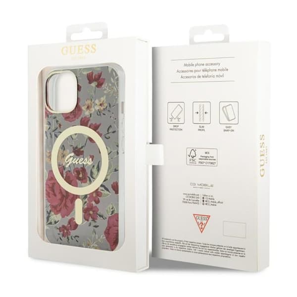 Guess Flower MagSafe - iPhone 14 Plus etui (grøn)
