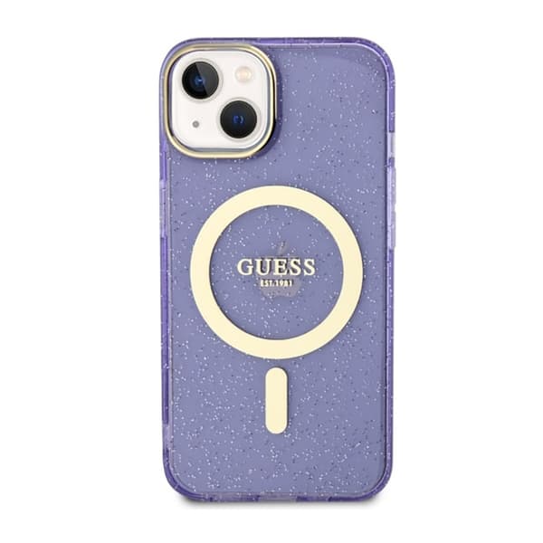 Guess Glitter Gold MagSafe - iPhone 14 cover (lilla)
