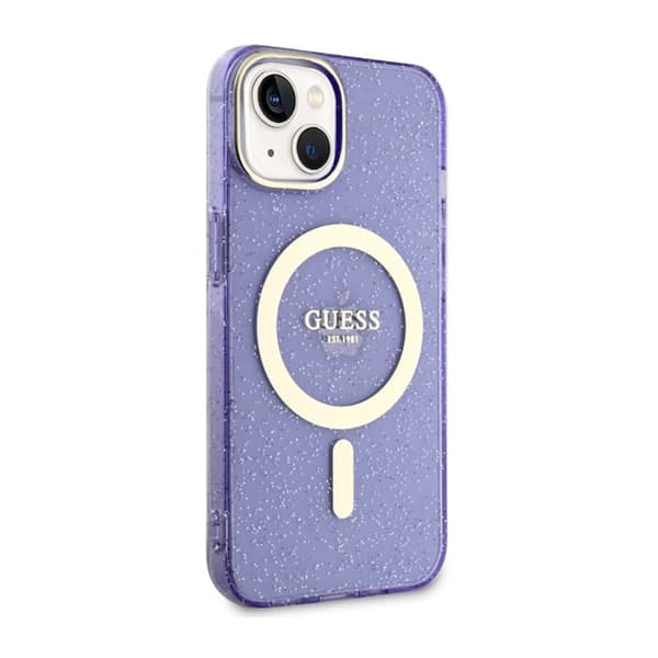 Guess Glitter Gold MagSafe - iPhone 14 cover (lilla)