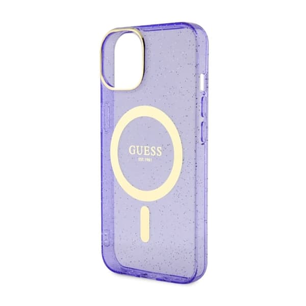 Guess Glitter Gold MagSafe - iPhone 14 cover (lilla)