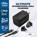 Miniatyrbillede 3 af 6: Energizer Ultimate - Multiplug EU / UK / US GaN USB-C 20W PD vægoplader + USB-C-kabel (sort)