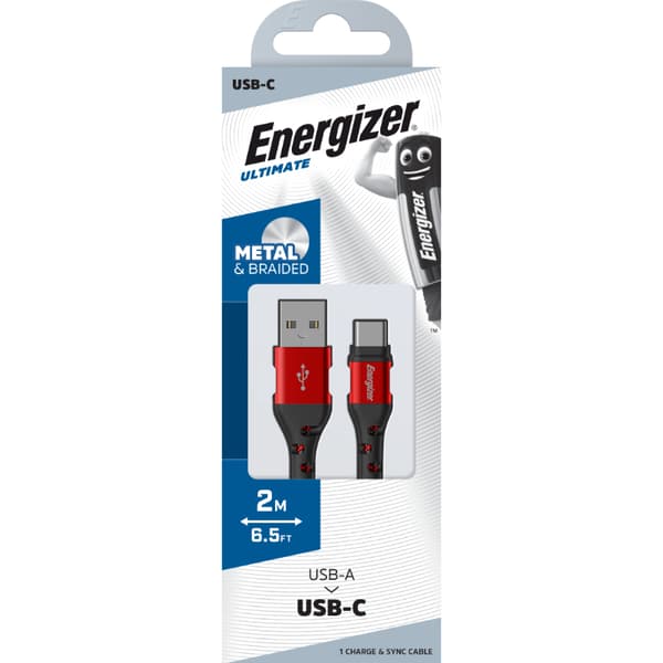 Energizer Ultimate - USB-A til USB-C-forbindelseskabel 2m (rød)