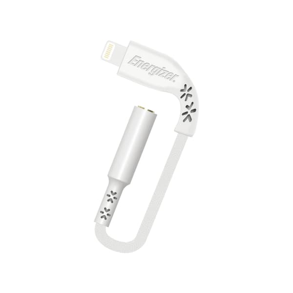 Energizer HardCase - Lightning til 3,5 mm jack-lydadapter MFi-certificeret 11 cm EU (hvid) livstidsgaranti