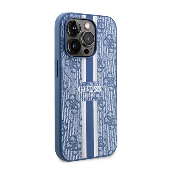 Guess 4G Printed Stripes MagSafe - iPhone 14 Pro etui (blå)