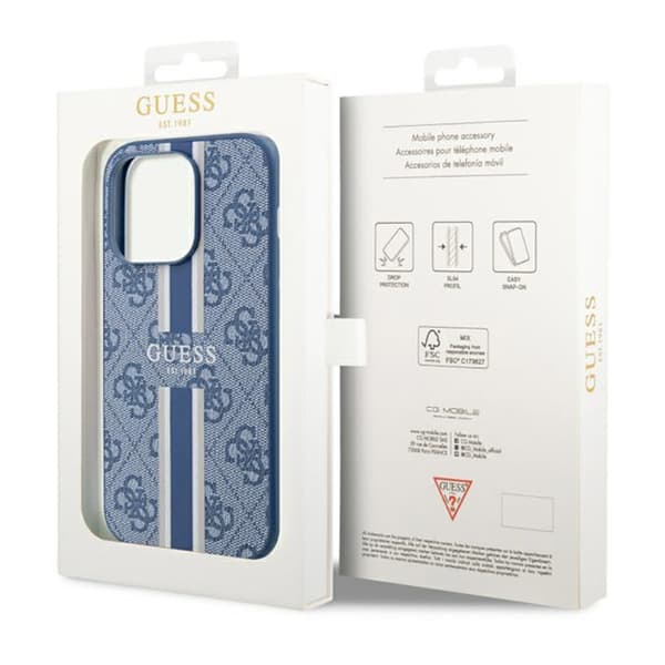 Guess 4G Printed Stripes MagSafe - iPhone 14 Pro etui (blå)