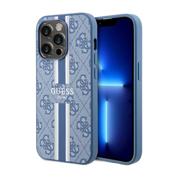 Guess 4G Printed Stripes MagSafe - iPhone 14 Pro etui (blå)