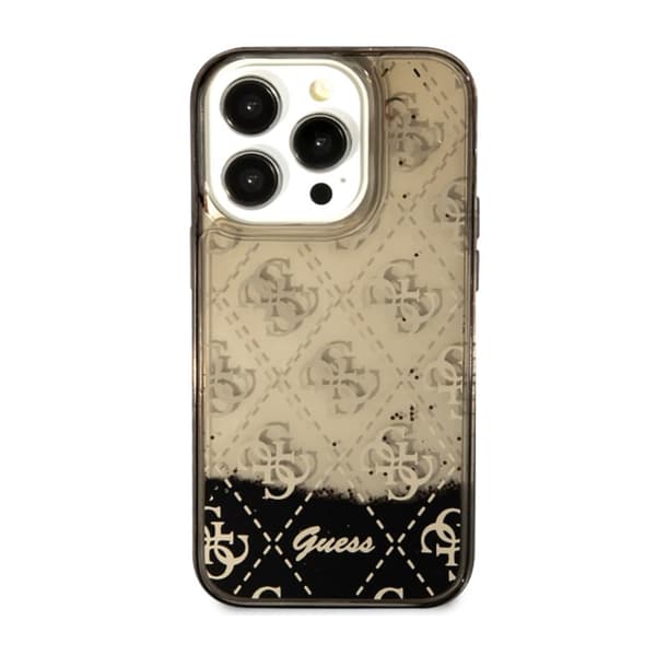 Guess Liquid Glitter Transculent 4G - iPhone 14 Pro-fodral (svart)