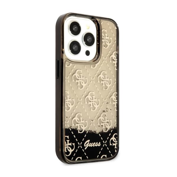 Guess Liquid Glitter Transculent 4G - iPhone 14 Pro-fodral (svart)