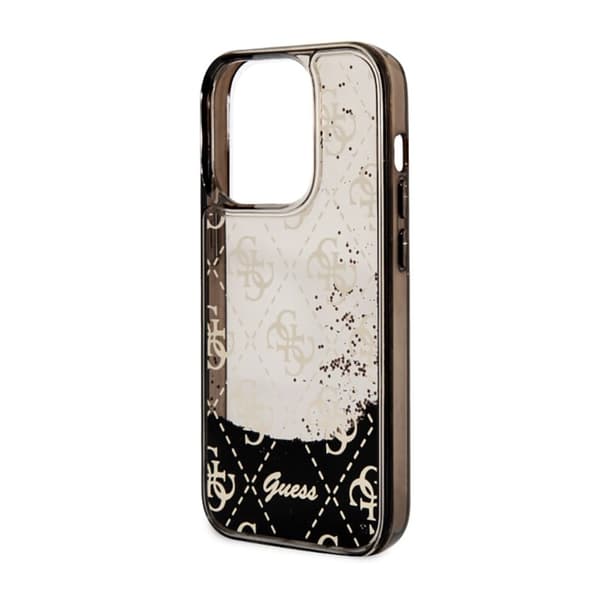 Guess Liquid Glitter Transculent 4G - iPhone 14 Pro-fodral (svart)
