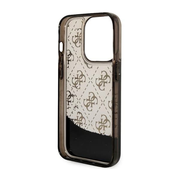 Guess Liquid Glitter Transculent 4G - iPhone 14 Pro-fodral (svart)