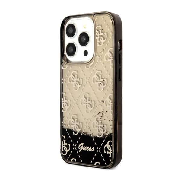 Guess Liquid Glitter Transculent 4G - iPhone 14 Pro-fodral (svart)