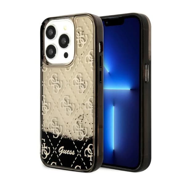 Guess Liquid Glitter Transculent 4G - iPhone 14 Pro-fodral (svart)
