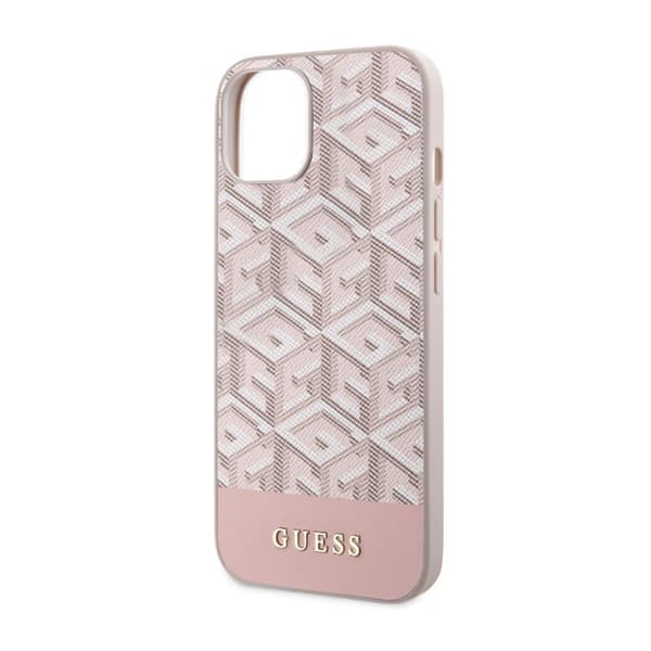 Guess GCube Stripes MagSafe - iPhone 14 -kotelo (vaaleanpunainen)