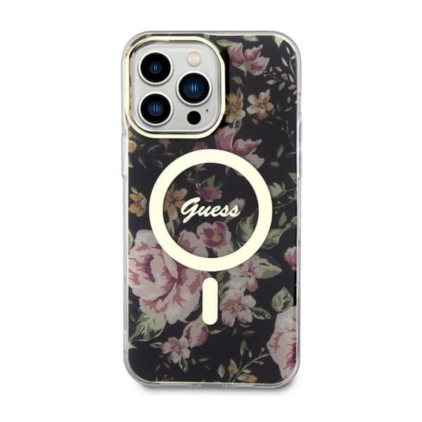 Guess Flower MagSafe - iPhone 14 Pro Max -kotelo (musta)
