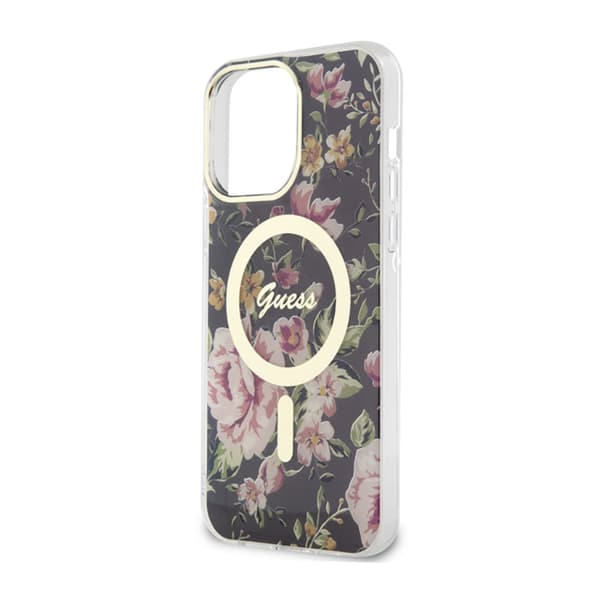 Guess Flower MagSafe - iPhone 14 Pro Max -kotelo (musta)