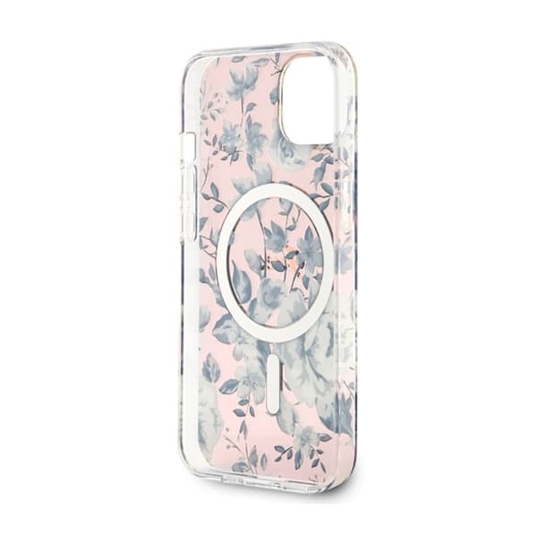 Guess Flower MagSafe - iPhone 14 Plus-fodral (rosa)