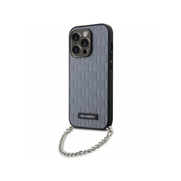 Karl Lagerfeld Saffiano Monogram Chain - iPhone 14 Pro etui (sølv)