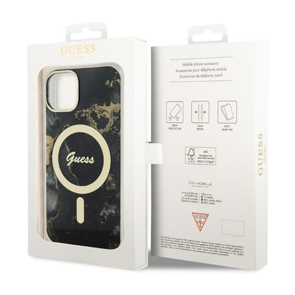 Guess Golden Marble MagSafe - iPhone 14 cover (sort)