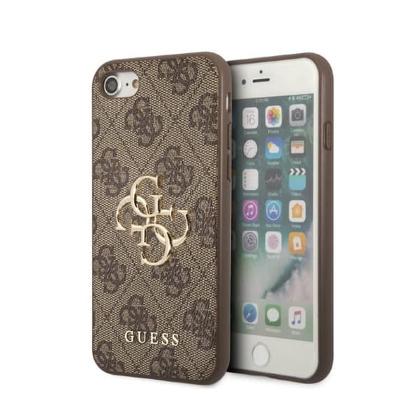 Guess 4G Big Metal -logo – kotelo iPhone SE (2022/2020) / 8/7 (ruskea)