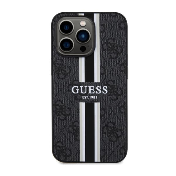 Guess 4G Printed Stripes MagSafe - iPhone 13 Pro -kotelo (musta)