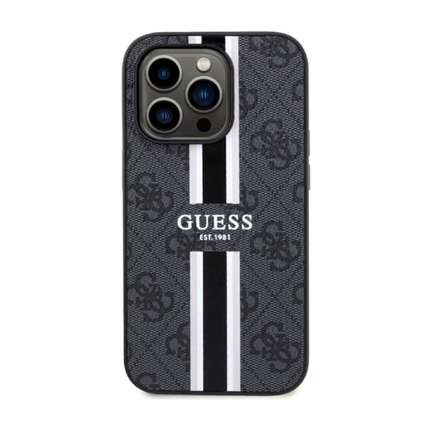 Guess 4G Printed Stripes MagSafe - iPhone 14 Pro etui (sort)